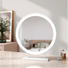 EMKE LED Holivudas kosmētikas spogulis, apaļš kosmētikas spogulis, skārienjūtīgais ekrāns, kosmētikas spogulis ar regulējamu spilgtumu, apgaismots Holivudas spogulis (diametrs 480 mm, balts)