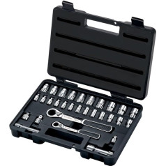 4 komplekti SATA uzgriežņu atslēgu komplekts, 1/4 collas un 3/8 collas, 30 gabali, 3,5-19 mm ST09132SJ (Atslēgu komplekts ar sprūdrata uzgriežņu atslēgu komplektu, ar sprūdrata uzgriežņu atslēgu)