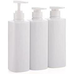 3 Pack Soap Dispenser Bottles, Segbeauty 500ml Shampoo Bottles with Labels, 16.9oz Refillable Hand Soap Pump Bottles Set for Shower Hotel Bathroom, White