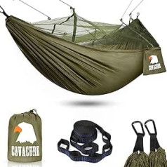 COVACURE Hammock āra šūpuļtīkls ar moskītu tīklu - 260 x 130 cm īpaši vieglie šūpuļtīkla ceļojumu sīkrīki kempingam dārza izdzīvošanas pārgājieniem