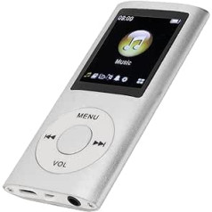 64 G Walkman MP3 atskaņotājs, 1,8 collu MP3 mūzikas atskaņotājs sporta studijām, atbalsta MP3 WMA FLAC APE AAC OGG un ACELP, iekļautas austiņas (sudraba krāsā)