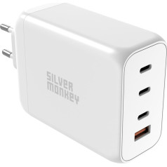 Silver Monkey GaN 200W 3xUSB-C PD USB-A QC 3.0 Мощное зарядное устройство белый