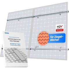 LIVING TEC® Balkona elektrostacijas kronšteins dakstiņu jumtam - pilnīgs komplekts 30 un 35 mm moduļiem - saules paneļu kronšteins ar montāžas instrukciju - TÜV testēts PV moduļu stiprinājums ar jumta āķiem un sliedēm