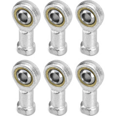 QWORK® Iepakojumā 6 sfēriskie gultņi ar 8 mm šarnīra galviņu, M8 x 1,25 sfēriskie gultņi, metriskā iekšējā vītne, labā vītne, pašeļļojoši, sfēriskajiem bīdāmajiem stieņu galiem