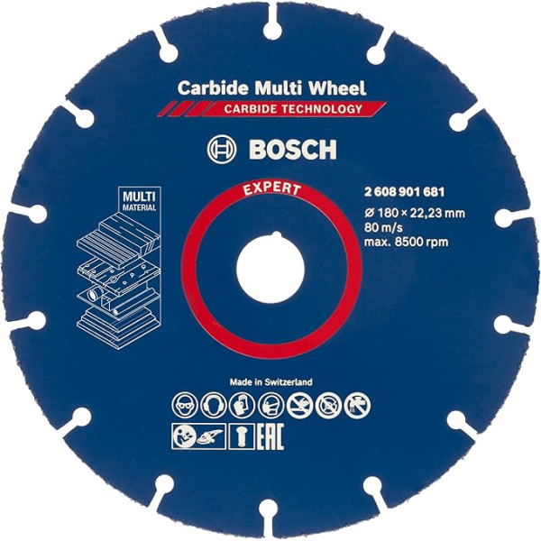 Bosch aksesuāri Professional 1 x Expert karbīda daudzpapīra griešanas disks (cietkoksnei, diametrs 180 mm, leņķa slīpmašīnas piederumi)