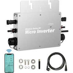 BuyWeek invertors 800 W mikro invertors IP65 ūdensizturīgs PV invertors ar WLAN lietojumprogrammu Saules invertors 2 PV saules paneļiem saules baterijām saules bateriju elektrostacijām, Plug and Play, AC 180-265 V