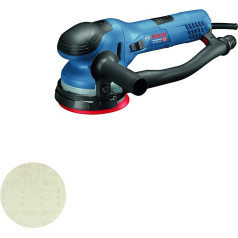 Bosch Professional GET 55-125 Random Orbitālā slīpmašīna (550 W, tukšgaitas apgriezienu skaits: 3300-7800 apgr./min, slīpēšanas disks, 1 x slīpēšanas loksne, aizsarggredzens, izplūdes caurule, papildu rokturis, imobila atslēga)