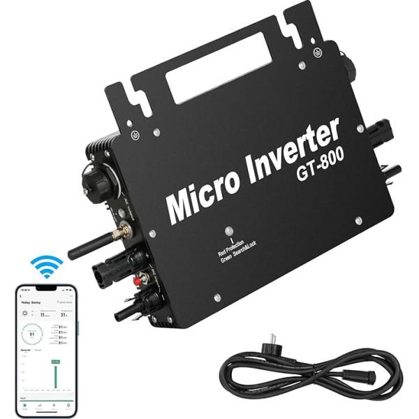 BuyWeek invertors 800 W, PV invertors mikro invertors ar WLAN lietotni, IP65 ūdensizturīgs invertors Saules invertors Balkona elektrostacija 2 saules paneļiem