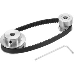 sourcing map Timing Belt Pulley 20 & 40 zobu 5mm Bore Sinhronais ritenis ar siksnu un atslēgu 3D printerim CNC mašīnai 1 komplekts