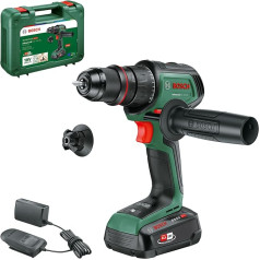 Bosch AdvancedDrill 18V-80 akumulatora urbjmašīna (urbšanai un skrūvēšanai; 18 V sistēma; 78 Nm; 13 mm metāla skava; magnētiskais vāciņš; papildu rokturis; ar akumulatoru un lādētāju)