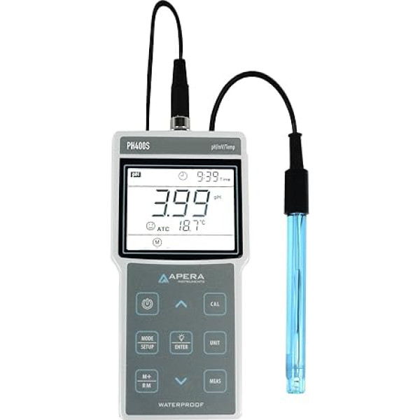 Apera Instruments PH400S tragbares pH-Messgerät mit GLP-Datenverwaltung und USB-Anschluss (pH-Messbereich: -2, 00 bis 19, 00)