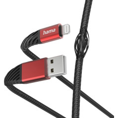 Hama 00201538 Extreme Charging Cable USB-A - Lightning 1.5m Nylon black/red