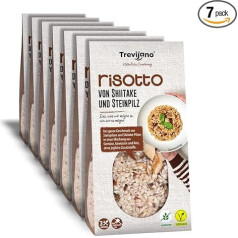 Trevijano risoto ar Porcini sēnēm un šitake: Rīsoto ar porcini sēnēm un šitake sēnēm dārzeņu, garšvielu un rīsu maisījumā, bez jebkādām piedevām (7 x 280g).