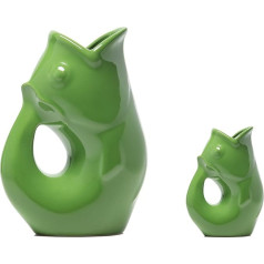 Gurgle Pot Fish Pitchers - komplekts no 2 - Lielais Moss Green (40 oz) ar atbilstošu Baby Gurgle Pot (30 oz) Lieliska kombinācija.