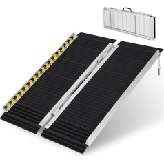 COSTWAY Wheelchair Ramp 91 cm, Folding Ramp Portable & Non-Slip Load Capacity up to 272 kg, Loading Ramp Aluminium, Threshold Ramp for Wheelchair Stairs Doors (91 x 74 cm)