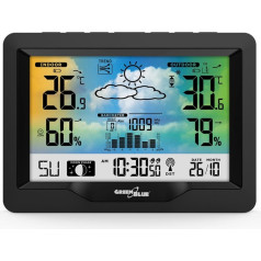 Bezvadu meteoroloģiskā stacija gb540n komforta indikators, mitruma mērīšana, mēness fāzes, pulkstenis ar dcf sistēmu