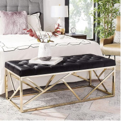 Safavieh Home Farah 48-inch Rectangular Bench - Black/Brass