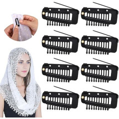 Vodolo Chunni klipi ar drošības tapām Stipra Chunni rokturis Dupatta turēšanas klipi Indijas sievietēm Black 8 Pack