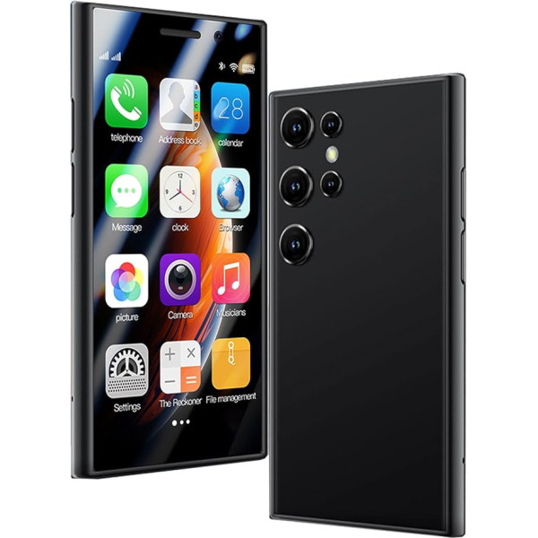 Hipipooo Mini viedtālrunis 3 collu Android 9.0 Dual SIM Mini tālrunis 1950mAh akumulators 3MP + 5MP kamera sejas noteikšanai 2GB + 16GB (4G Black)