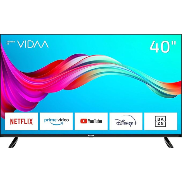 DYON Smart 40 VX-2 100 cm (40 collu) televizors (Full HD televizors, HD trīskāršais uztvērējs (DVB-C/-S2/-T2), App Store, Prime Video, Netflix, YouTube, DAZN, Disney+) [2023. gada modelis], melns