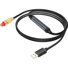 GINTOOYUN USB uz optisko audio adapteris USB A uz optisko šķiedru audio SPDIF porta savienotājs 2 m / 6,5 pēdas sieviešu audio pārveidotāja kabelis datoram, portatīvajam datoram, optisko šķiedru audio kastītei