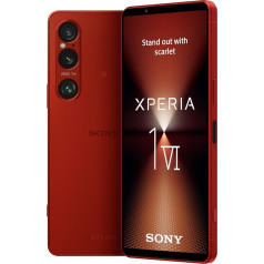 Sony Xperia 1 VI (inovatīvs sensors ar trīskāršu objektīvu un ZEISS, 6,5 collas, 19,5:9 FHD+ HDR OLED 120 Hz, 3,5 mm audio, Android 14, IP65/68, Dual SIM, Scarlet Red, ekskluzīvs, ar 512 GB atmiņas