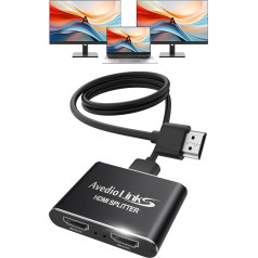 avedio saites HDMI sadalītājs ar 4 pēdu HDMI kabeli, 4K @ 60Hz HDMI sadalītājs 1 in 2 Out vienlaicīgi, 1 in 2 Out HDMI sadalītājs diviem monitoriem, tikai spoguļattēls, HDMI sadalītājs no 1 līdz 2, atbalsta Full HD