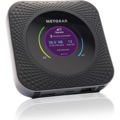 NETGEAR Nighthawk MR1100 mobilais WiFi maršrutētājs ar SIM karti, 4G LTE mobilais maršrutētājs, lejupielādes ātrums līdz 1 GBit/s, mobilā piekļuves vieta 20 ierīcēm, LTE Cat16, atbloķēts jebkurai SIM kartei