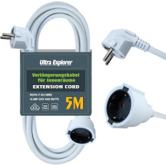 Ultra Explorer pagarinājuma kabelis 5 m Kabeļa pagarinājumi ar aizsargkontaktu kontaktdakšu pagarinājumu 16 A/250 V Balts