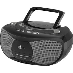 Portatīvais CD atskaņotājs Boombox ar Bluetooth, FM radio, USB ieeja (LP-D12Black)