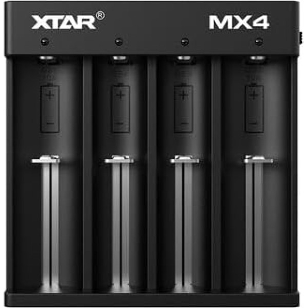 XTAR MX4 18650 lādētājs - ātrs, drošs, universāls: 21700 USB C lādētājs - efektīva lādēšana visiem akumulatoru veidiem.