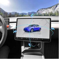 AAMHHM Screen Swivel Mount for Tesla Model Y 2019-2024 & Model 3 2017-2023 Kreisais/taisnais 30° uz augšu/uz leju 15° rotējošs četros virzienos Alumīnija sakausējuma Tesla ekrāna rotējošais stiprinājums