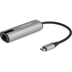 StarTech.com 2,5 GbE USB-C tīkla adapteris - USB-C 3.0 2,5/1 Gb/s un 100 Mb/s daudzātrumu tīkla karte - USB-C/Thunderbolt 3 3.1 no portatīvā datora uz RJ45/LAN - MacBook Pro, Surface (US2GC30)