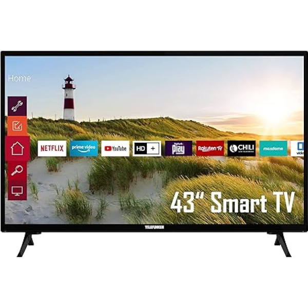 Telefunken XF43K550 43 collu televizors / Smart TV (Full HD, HDR, trīskāršais uztvērējs) - 6 mēneši HD+ komplektācijā [2022] [E energoefektivitātes klase]