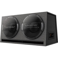 Pioneer TS-WX1220AH aktīvais zemfrekvenču skaļrunis, jaudīgs zemfrekvenču skaļrunis ar 3000 W maksimālo jaudu, 2x 30 cm zemfrekvenču skaļrunis MDF korpusā, Impp membrāna, melns, ieejas nominālā jauda 1200 W