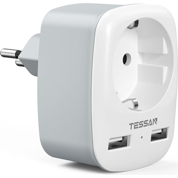 TESSAN adapteris Šveice Vācija, ceļojuma adapteris Šveice ar 2 USB, kontaktligzdas adapteris Šveice, kontaktdakša Šveice, strāvas adapteris Šveice, ceļojuma kontaktdakša Šveice, adapteris Šveice, tips