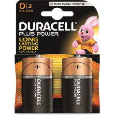 Duracell 49513 Alkaline Batterie Plus Power, Mono D, 2 gab., blisteris