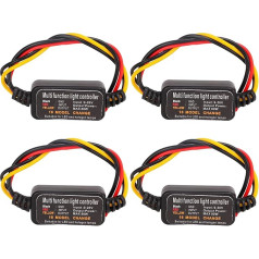 Automobiļu mirgojošais modulis, zibspuldzes stroboskopa kontrolieris mirgojošais modulis, 4PCS DC9-26V LED bremžu gaismas pagrieziena signāla zibspuldzes kontrolieris 16 režīmi, regulējams automašīnas motociklam