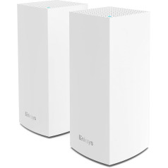 Linksys Velop MX8400 Tri-Band Mesh WiFi 6 System (AX4200) WiFi maršrutētājs ar bezvadu pārklājumu līdz 525 m², 3,5 reizes ātrāks vairāk nekā 80 ierīcēm - 2 ierīču iepakojums, balts