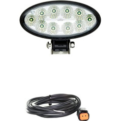 Hella 1GB 996 486-011 darba gaisma Oval 90 Gen. II LED 12 V/24 V 4300 lm montāža/konsoles stiprinājums Piekaramais / stāvošais plašais apgaismojums + kabeļu komplekts Darba gaismas melns