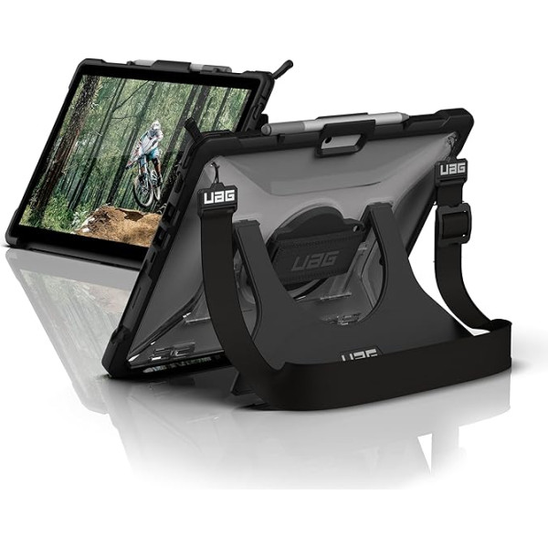 URBAN ARMOR GEAR Plasma Case for Microsoft Surface Pro 8 Case [Paredzēts Surface sertificētajam modelim, siksna rokām un plecu siksna, saderīgs ar Type Cover, statīva funkcija, Surface Pen turētājs] Ice