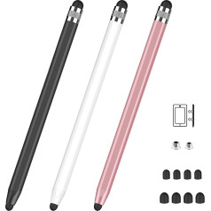 Planšetdatora pildspalva MEKO Pack of 3 Touchscreen Pen 2 in 1 ar magnētisko gumijas uzgalīti, skārienjutīgā pildspalva visiem planšetdatoriem/mobilajiem tālruņiem, piemēram, iPhone/iPad/Pro/Mini/iWatch/Samsung/Huawei/Xiaomi/Surface/Chromebook u