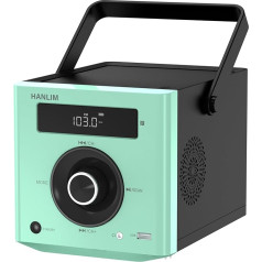 HANLIM Portable CD Player 20W Bluetooth saderīgs/FM Radio/MP3 atskaņošana/USB/AUX ieeja/ austiņu ligzda/ mikrofonu ports/ tālvadības pults, iebūvēta 2000mAh baterija, kompakts stereo CD atskaņotājs