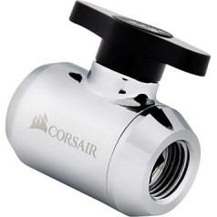 Corsair Hydro X sērija, XF lodveida vārsts (G1/4 collas BSPP adaptera vītne, izgatavots no misiņa, izturīgs, divpakāpju blīvējums, augstas kvalitātes pārklājums, paredzēts lieliem plūsmas ātrumiem), hroms