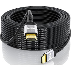 Soonsoonic 4K HDMI kabelis 15 metrų | 18Gbps itin didelės spartos HDMI 2.0 kabelis ir 4K @ 60Hz HDR ARC HDCP2.2 Ethernet HDMI kabelis | UHD televizoriaus monitoriui, nešiojamajam kompiuteriui, 