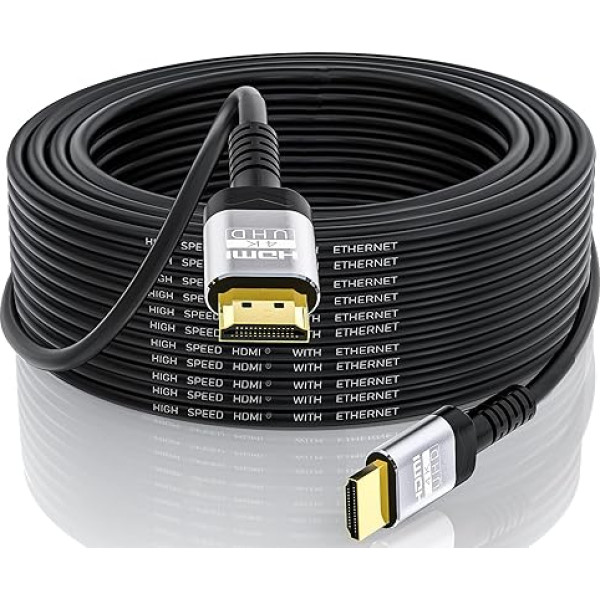 Soonsoonic 4K HDMI kabelis 15 metri | 18Gbps īpaši ātrdarbīgs HDMI 2.0 kabelis un 4K @ 60Hz HDR ARC HDCP2.2 Ethernet HDMI kabelis | UHD TV monitoram portatīvajam datoram Xbox PS4/PS5 utt.