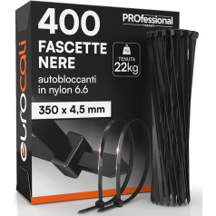 400 Kabelbinder aus Nylon 6.6, 350 x 4,5 mm, Dichte 22 kg, für Kabel und Verkabelungen, selbstsichernd, für Elektriker und Heimwerker, mit rutschfesten Zähnen, feuerfest, hitze- und frostbeständig,