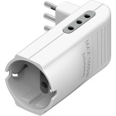 BTicino - S3615DE Platzsparender Steckdosen-Eck-Adapter, 2 Steckdosen-Steckplätze 10 A un 1 x deutsche Steckdose, Typ P30 Stecker, 10 A, weiß, S3615DE