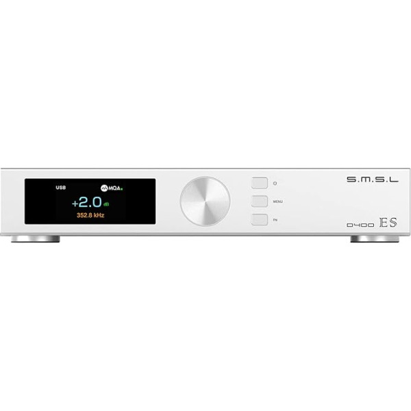 S.M.S.L D400ES Audio DAC, ES9039MSPRO mikroshēma, MQA Hard dekodēšana XMOS XU-316 DSD512 PCM aptX THD+N 0.00005% (-125dB), USB/Optiskais/Koaksiālais/Bluetooth/I²S/AES ieeja ar tālvadības pulti