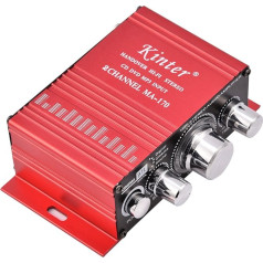 Mini audio jaudas pastiprinātājs 12V 2 kanālu 20W + 20W digitālais HiFi stereo pastiprinātājs ar alumīnija sakausējuma korpusu, piemērots ne vairāk kā 6 collu un impedanci no 4 līdz 8Ω, 20W